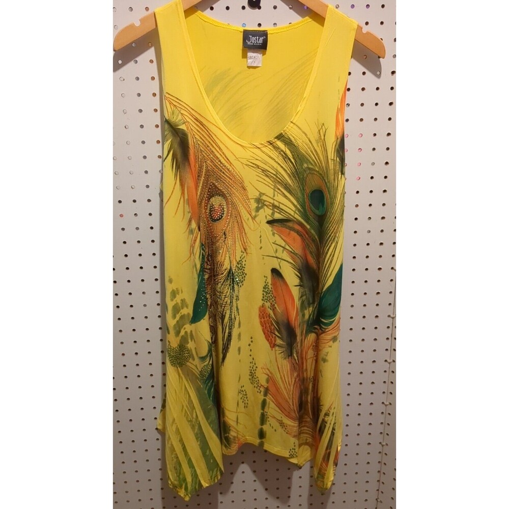 Jostar Peacock Feather Dress Small Sleeveless